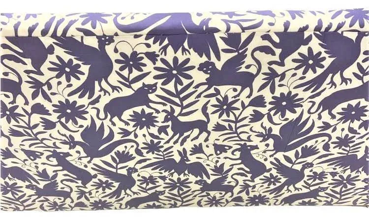 Otomi Print and Velvet Upholstery on Large Mid 20th Century Vintage Hollywood Regency Tuxedo Sofa - Image 11