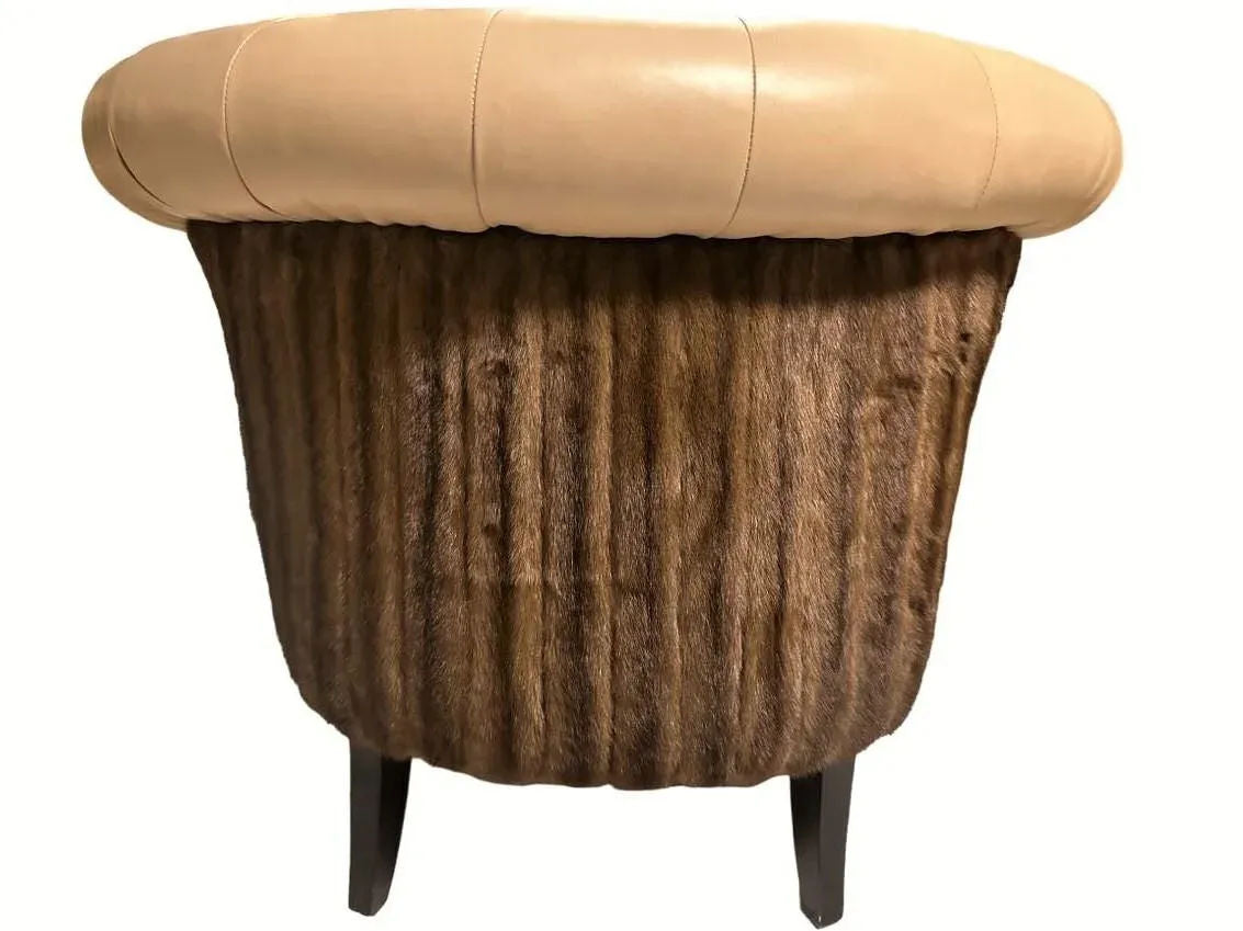 Mink Fur and Calfskin Upholstered Boudoir Chair - Image 11