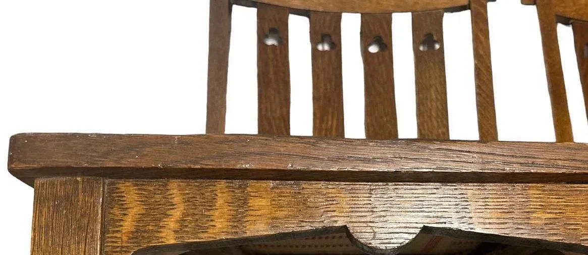 Wyburd and Liberty Attributed Antique Edwardian English Oak Chairs - a Pair - Image 11