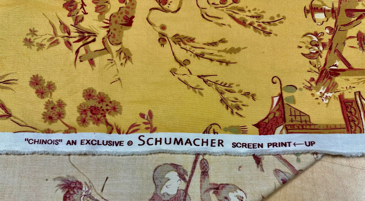 New Schumacher ‘Chinois’ Fabric on Antique Louis XVI King Size Mahogany Headboard - Image 11
