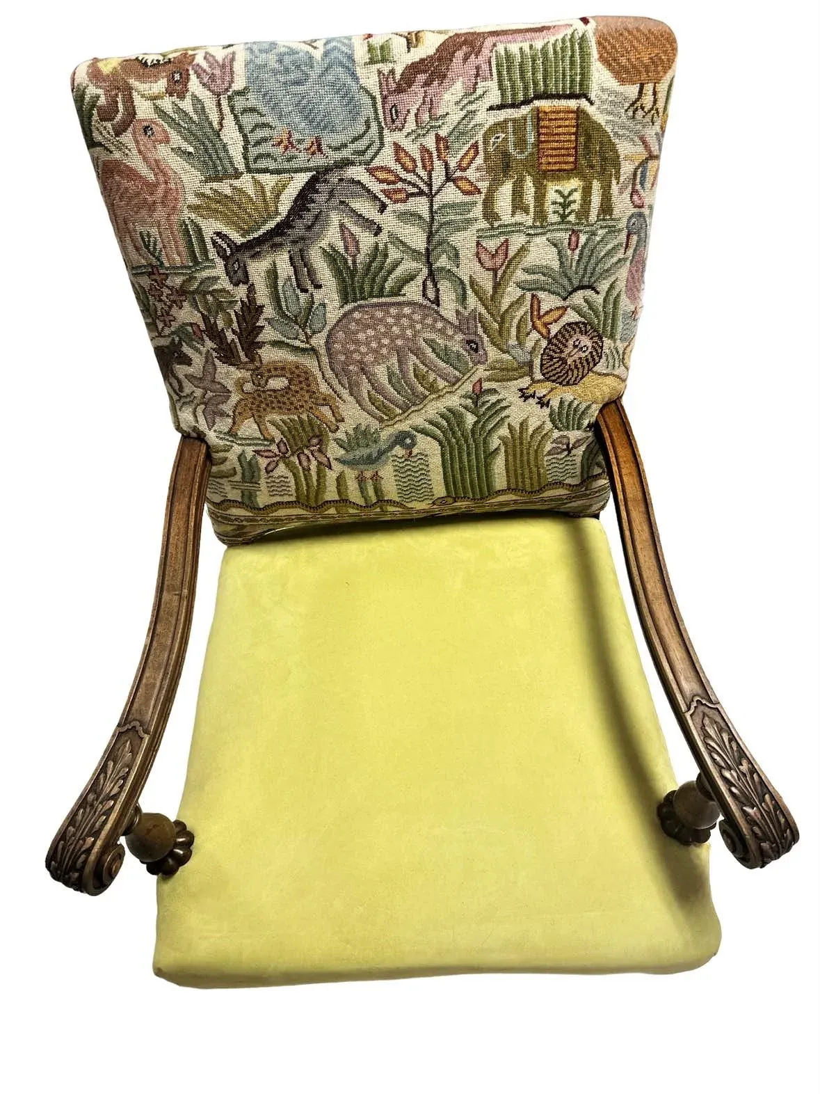 Antique Hacienda Chair With New Leather and Tapestry Upholstery - Image 11