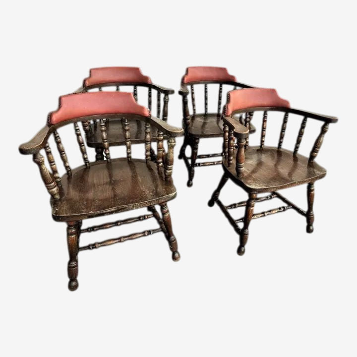 Vintage 1950s Oak Tavern Chairs by Buckstaff of Oshkosh - Set of 4 - Image 1