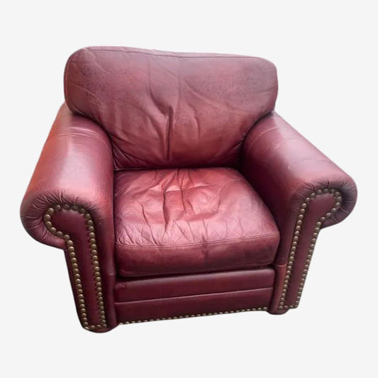 Early 21st Century Legacy Leather Wide Chair With Rolled Arms and Nail Head Trim - Image 1