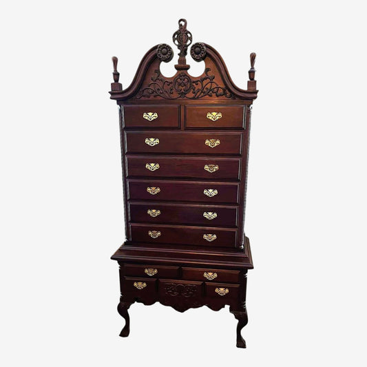 Late 20th Century Ornate Mahogany Chippendale Highboy by Georgian Furnishings Company of New Orleans - Image 1