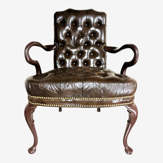 Schafer Brothers Vintage Chesterfield Style Tufted Leather Arm Chair - Mid 20th Century - Image 1