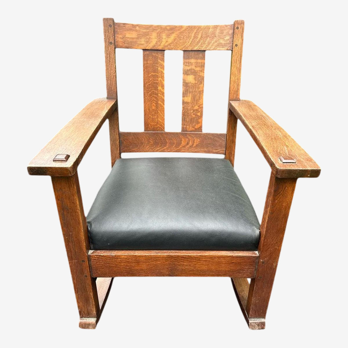 Signed Limbert Collectible Antique Arts & Crafts Quarter Sawn Oak Rocking Chair - Image 1