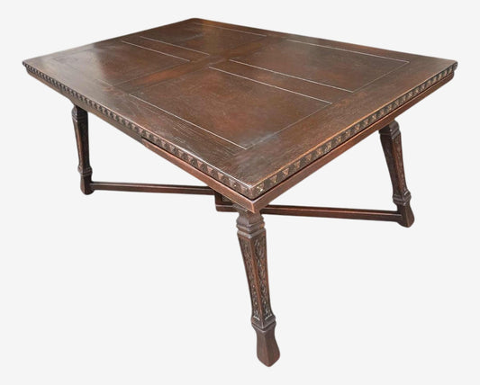 Vintage Viking Oak Dining Table 60" With Pullout Leaves Extending to 96" - Circa 1950 Attributed to Romweber - Image 1