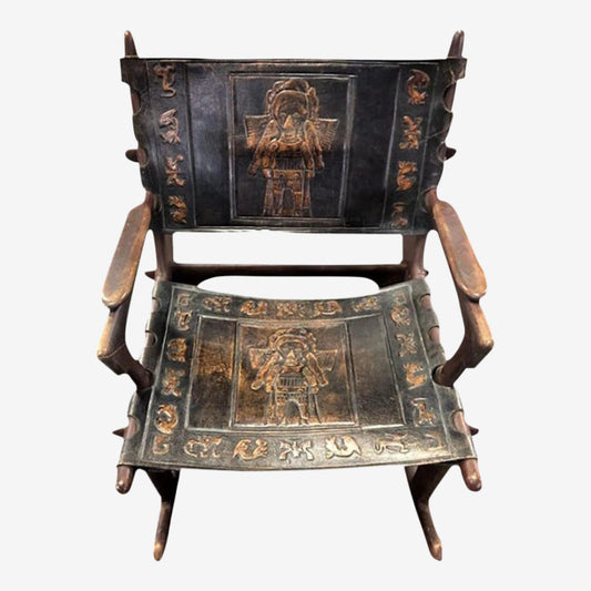 Angel Pazmino Tooled Leather Rocking Chair Handmade in Ecuador - Vintage Mid 20th Century - Image 1