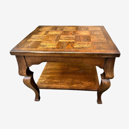 Altavista Lane Vintage Oak French Country Side Table - Late 20th Century - Image 1