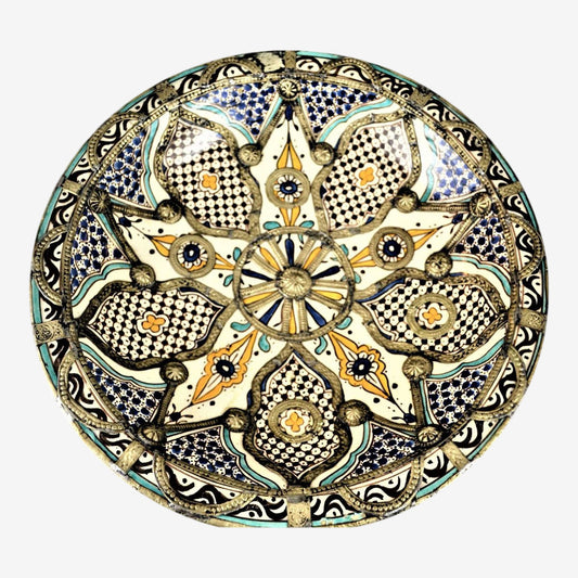 Large Antique Early 20th Century Large Moroccan Bleu De Fez Bowl - Image 1