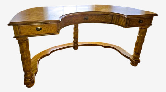 Drexel Vintage Solid Oak Demilune Executive Desk - Circa Mid to Late 20th Century - Image 1