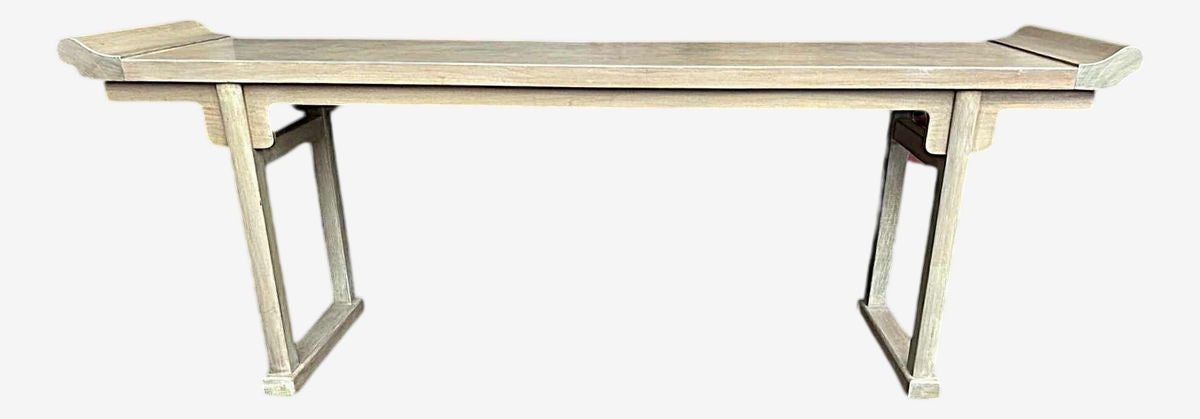 Late 20th Century McGuire San Francisco Monumental 93" Cerused Wood Ming Style Altar Table - Image 1