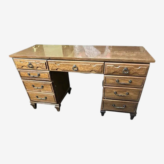Vintage Flexsteel Dmi Walnut and Burlwood Desk - Image 1