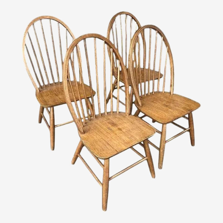 Solid Teakwood Windsor Pub Chairs - Set of 4 - Vintage Early 21st Century - Image 1