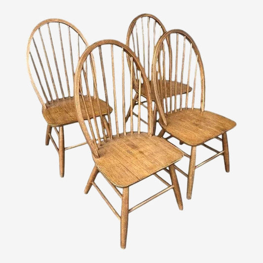 Solid Teakwood Windsor Pub Chairs - Set of 4 - Vintage Early 21st Century - Image 1
