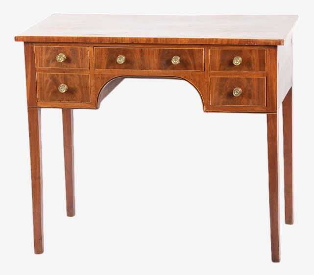 Flame Mahogany Antique Georgian English Ladies Writing Desk - Circa Early 19th Century - Image 1