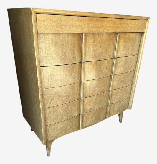 Bleached Mahogany American of Martinsville Fully Restored Chest of Drawers -Vintage 1950s - Image 1
