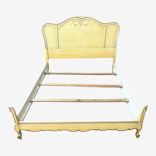 National of Mount Airy Louis XV Painted Cherry Wood Full Size Bed - Vintage Mid 20th Century - Image 1
