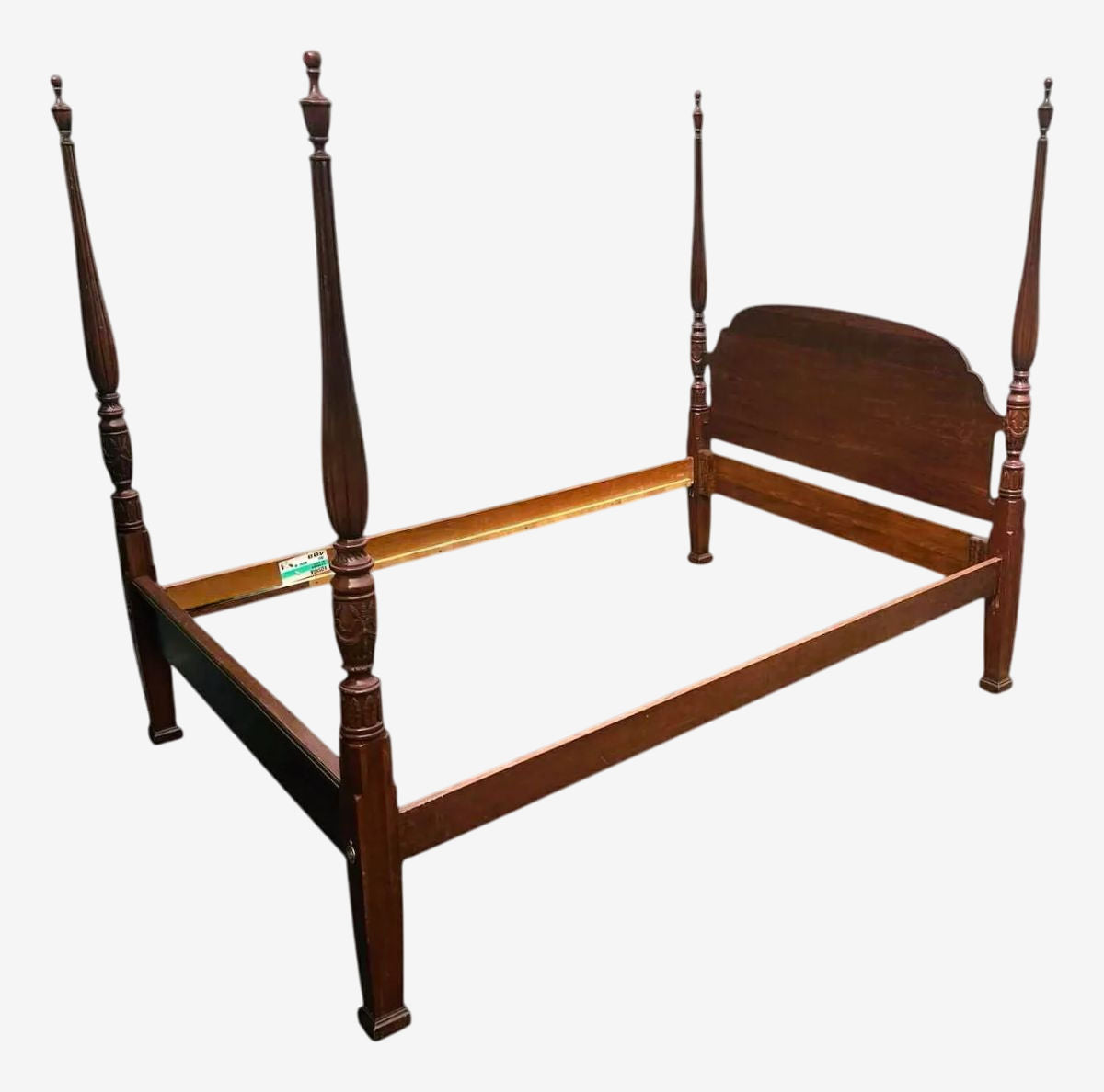 Queen Size Solid Cherry Wood Four Poster Rice Bed - Vintage Late 20th Century - Image 1