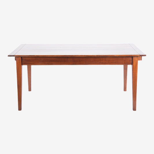Solid Elm Wood Dining Table Extending to 9' -- Vintage Late 20th Century - Image 1