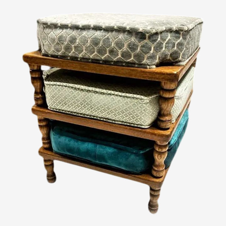 Mid 20th Century Stackable Ottomans With New Coordinating Upholstery - Set of 3 - Image 1